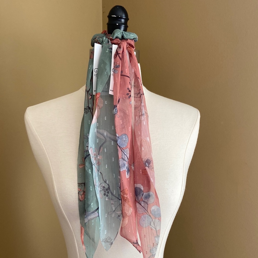 Bundle of 2 Floral PonyTail Scarves‎ NWT